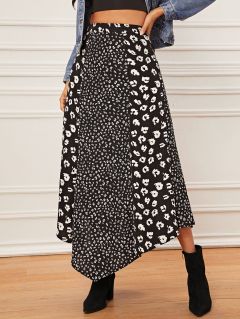 Асимметричная юбка с леопардовым принтом