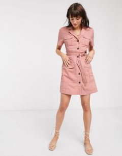 Розовое платье мини с карманами в стиле милитари & Other Stories-Розовый цвет