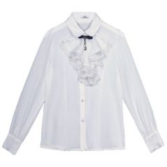 Школьная рубашка Deloras, размер 140, бежевый, белый