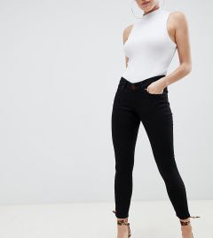 Черные джинсы скинни с заниженной талией ASOS DESIGN Petite Whitby-Черный цвет
