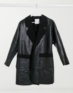 Черное пальто с подкладкой из искусственного меха Elvi-Черный