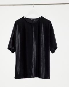 Черная бархатная oversized-футболка от комплекта ASOS DESIGN-Черный