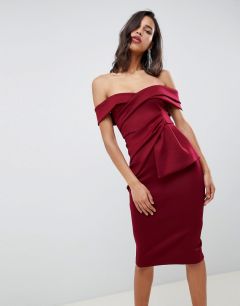 Платье-футляр миди с запахом ASOS DESIGN-Красный