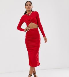 Красная юбка миди со сборками Club L London Tall-Красный