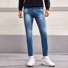Одноцветный Повседневный Мужские джинсы