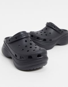 Черные клоги на платформе Crocs-Черный цвет