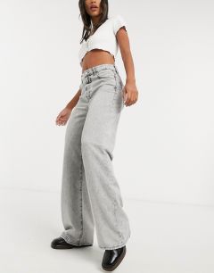 Серые потертые джинсы в стиле 90-х годов Bershka-Серый
