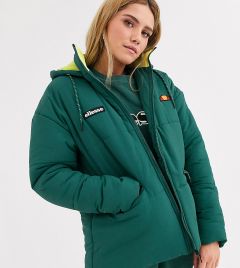 Дутая oversize-куртка с логотипом и контрастной неоновой подкладкой Ellesse-Зеленый