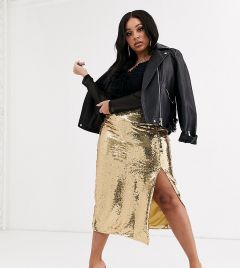 Облегающая юбка-карандаш с золотистыми пайетками Unique 21-Золотой