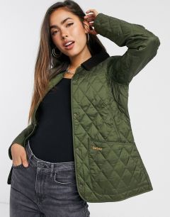 Оливковая стеганая куртка с вельветовым воротником Barbour-Зеленый
