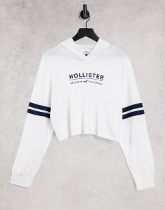 Белое худи с длинными рукавами и логотипом Hollister-Белый