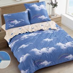 Постельное белье с одеялом-покрывалом Josett цвет: голубой (семейное)