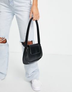 Черная изогнутая сумка на плечо с откидным клапаном ASOS DESIGN-Черный цвет