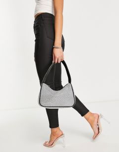 Серебристая сумка на плечо в стиле 90-х с отделкой стразами ASOS DESIGN-Черный цвет
