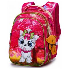 Школьный рюкзак с анатомической спинкой для девочки SkyName (СкайНейм) R1-025+ подарок брелок мишка