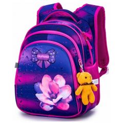 Школьный рюкзак с анатомической спинкой для девочки SkyName (СкайНейм) R2-183+ подарок брелок мишка