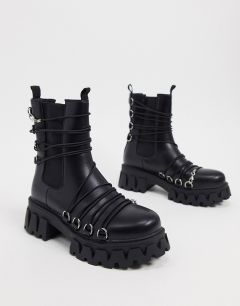 Черные ботинки на массивной подошве Koi Footwear-Черный