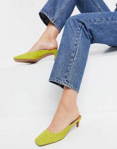 Кожаные зеленовато-желтые туфли на каблуке-рюмочке ASOS DESIGN Sunshine-Зеленый цвет
