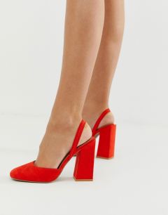 Туфли на высоком каблуке с открытой пяткой ASOS DESIGN-Красный