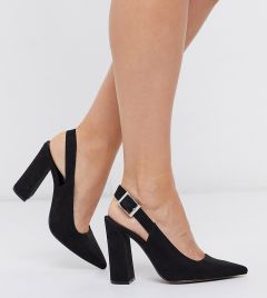 Черные туфли на высоком блочном каблуке для широкой стопы ASOS DESIGN-Черный цвет