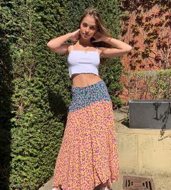 Разноцветная юбка миди с цветочным принтом Topshop Petite-Мульти