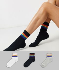 3 пары носков с разноцветными полосками Calvin Klein Pride-Мульти