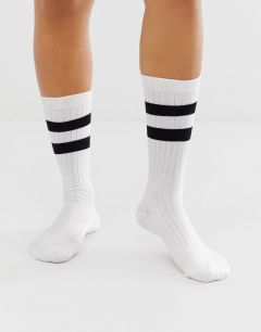 Носки с полосками ASOS DESIGN-Белый