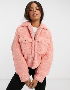 Свободная плюшевая куртка розового цвета Free People-Розовый