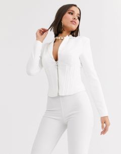 Пиджак с отделкой в стиле корсета с косточками ASOS DESIGN-Белый