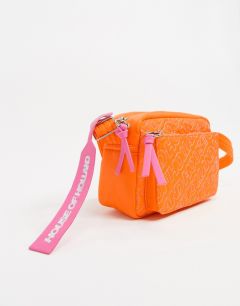 Розово-оранжевая сумка через плечо с тиснением House of Holland-Мульти