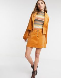 Вельветовая мини-юбка на молнии горчичного цвета от комплекта Lottie And Holly-Желтый