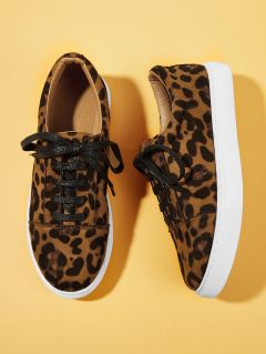 Леопардовые кроссовки с кулиской