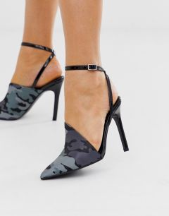 Заостренные туфли на высоком каблуке с камуфляжным принтом ASOS DESIGN Photo-Мульти
