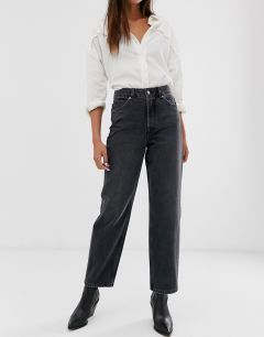 Серые джинсы прямого кроя с завышенной талией Selected Femme-Серый