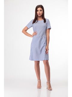 Платье 853 синий+полоска
