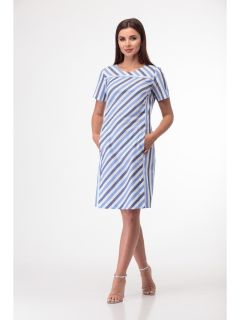 Платье 853 синий+полоска