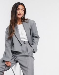 Короткий пиджак в винтажном стиле ASOS DESIGN-Серый