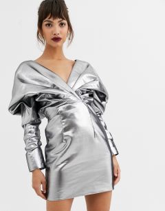 Коктейльное платье с эффектом металлик ASOS EDITION-Серебряный