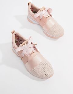 Розовые замшевые кроссовки с ремешком Ted Baker-Розовый
