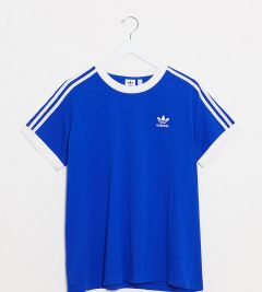 Синяя футболка с 3 полосками adidas Originals Plus-Белый