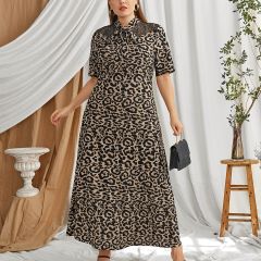 С оборками Леопардовый Элегантный Платья размер плюс
