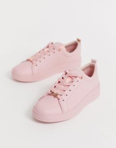 Розовые кожаные кроссовки Ted Baker-Розовый