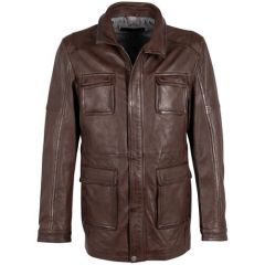Кожаная куртка , размер 60, коричневый