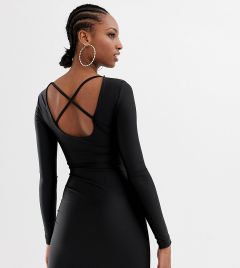 Облегающее платье с глубоким вырезом на спине COLLUSION Tall-Черный