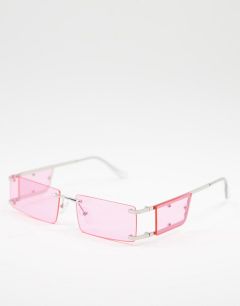 Солнцезащитные очки без оправы с боковыми розовыми линзами ASOS DESIGN-Розовый цвет