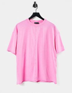 Розовая выбеленная футболка в стиле oversized с отделкой швами ASOS DESIGN-Розовый цвет