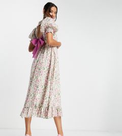 Платье макси с открытой спиной, бантом и художественным цветочным принтом Sister Jane-Разноцветный