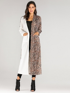 Двухцветное пальто с леопардовым принтом