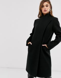 Черное строгое пальто с запахом спереди ASOS DESIGN-Черный