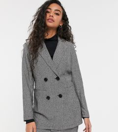 Серый длинный двубортный пиджак Parisian Petite